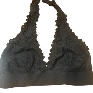 VS PINK Lace Halter Bralette in Black size S